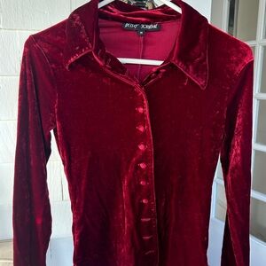 Betsey Johnson Velvet Button Down